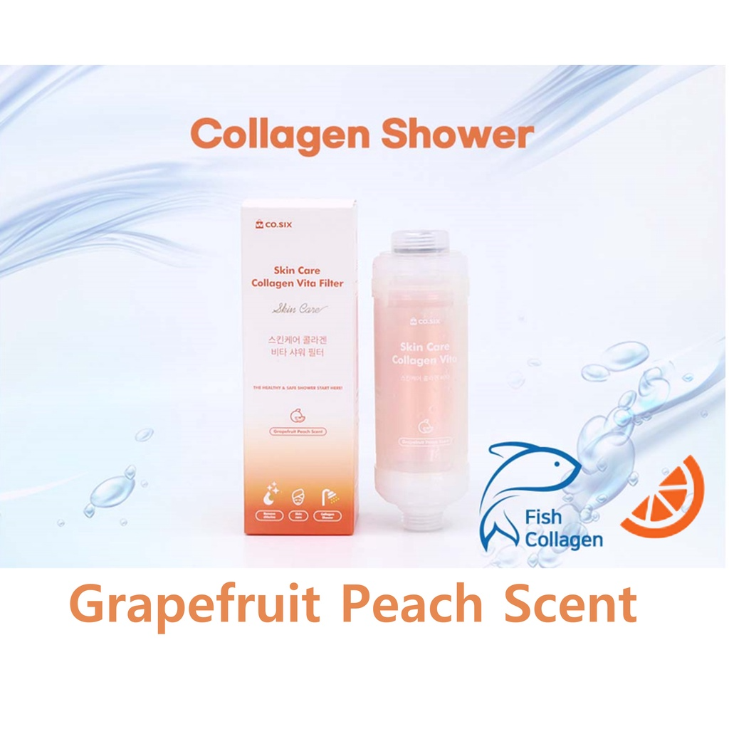 Co.six Beauty Vitamin Shower Filter For Skin & Hair loss / Collagen, Lactobacillus / Grapefruit Peach Scent / Baby Powder Scent